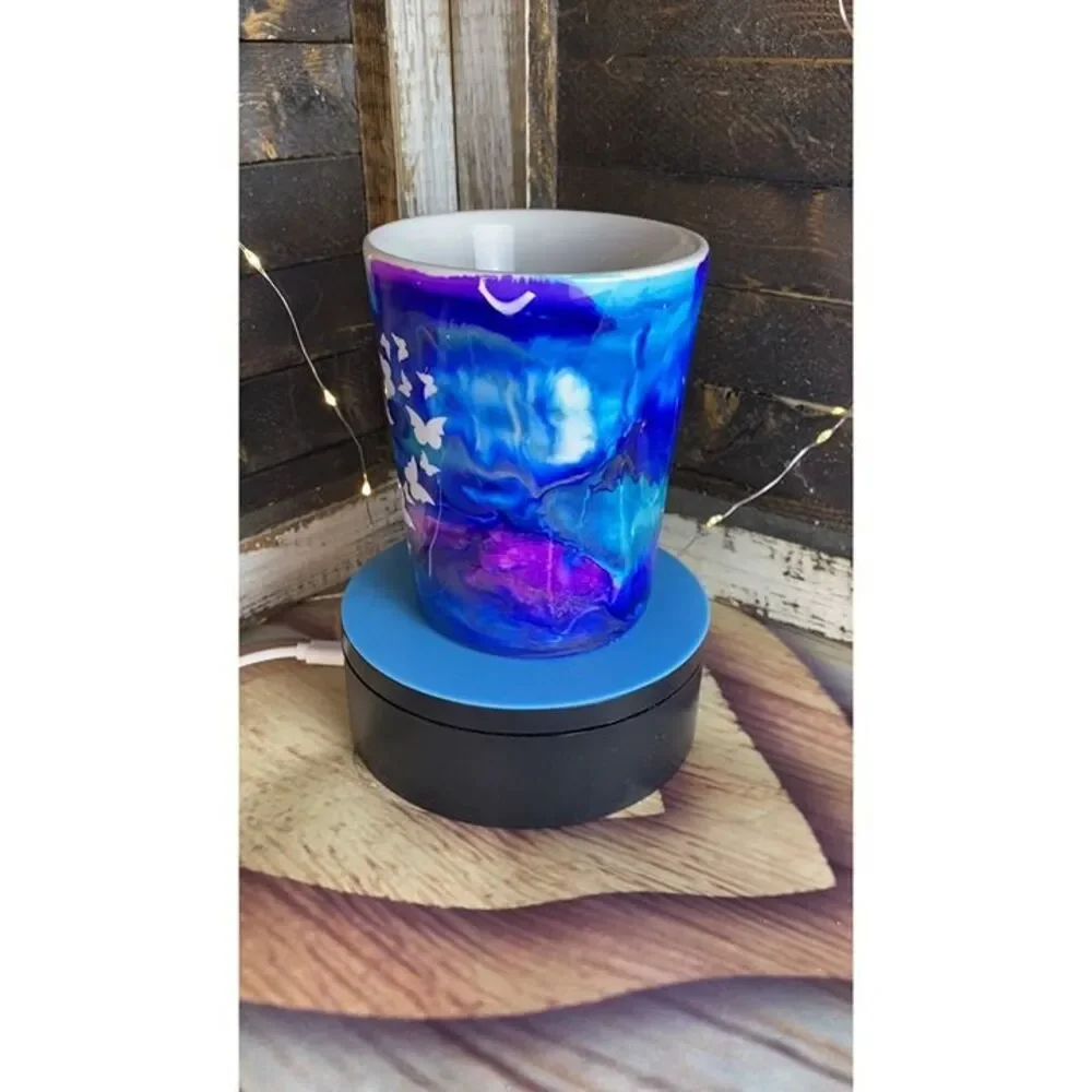 Butterfly Theme Coffee Tea Cup Mug Blue Pink Abstract Epoxy Resin Mug Handmade